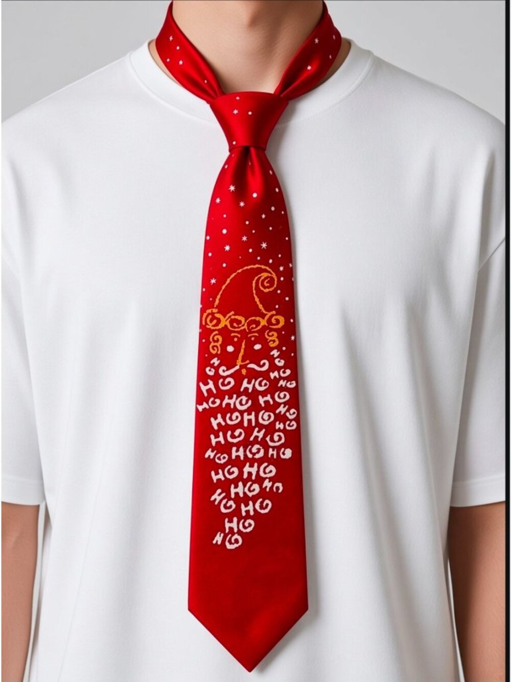 John Ashford Red Santa Ho Ho Ho Christmas Tie With Festive Design